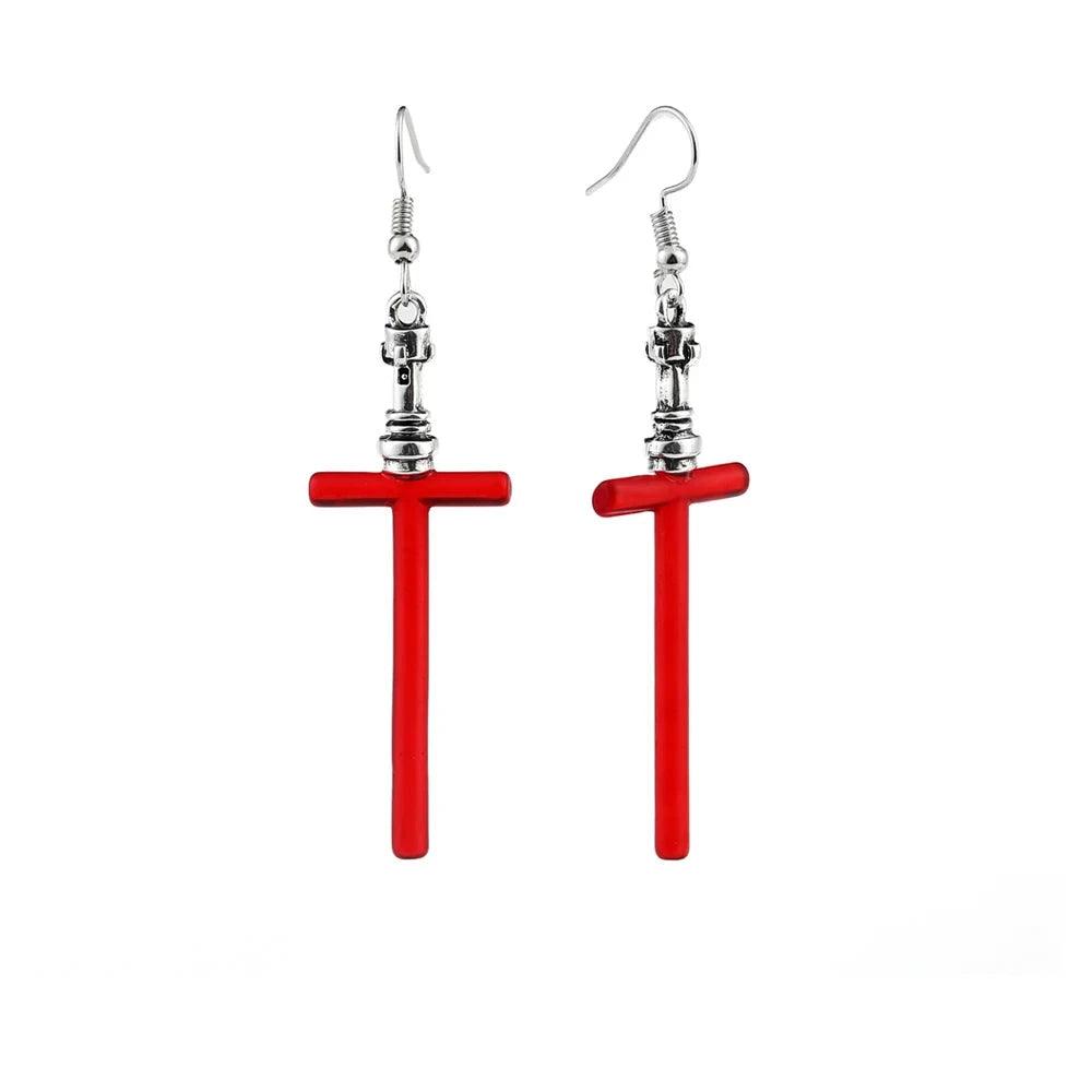 Disney's Star Wars Red Sith Lightsaber Women's Drop Dangle Earrings - Lovez Aqua© - 