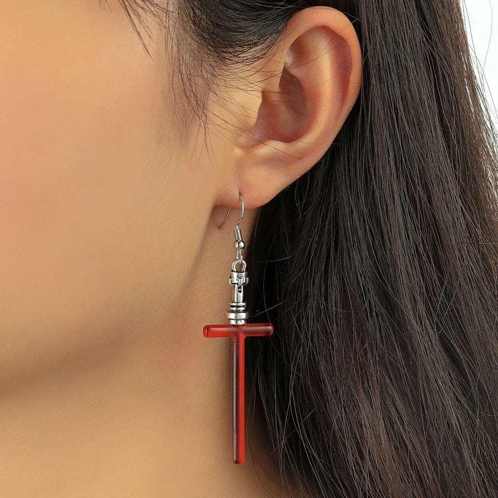 Disney's Star Wars Red Sith Lightsaber Women's Drop Dangle Earrings - Lovez Aqua© - 