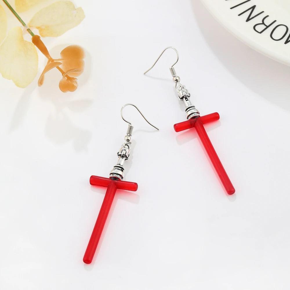 Disney's Star Wars Red Sith Lightsaber Women's Drop Dangle Earrings - Lovez Aqua© - 