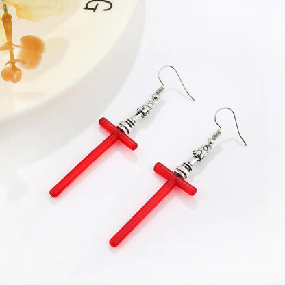 Disney's Star Wars Red Sith Lightsaber Women's Drop Dangle Earrings - Lovez Aqua© - 