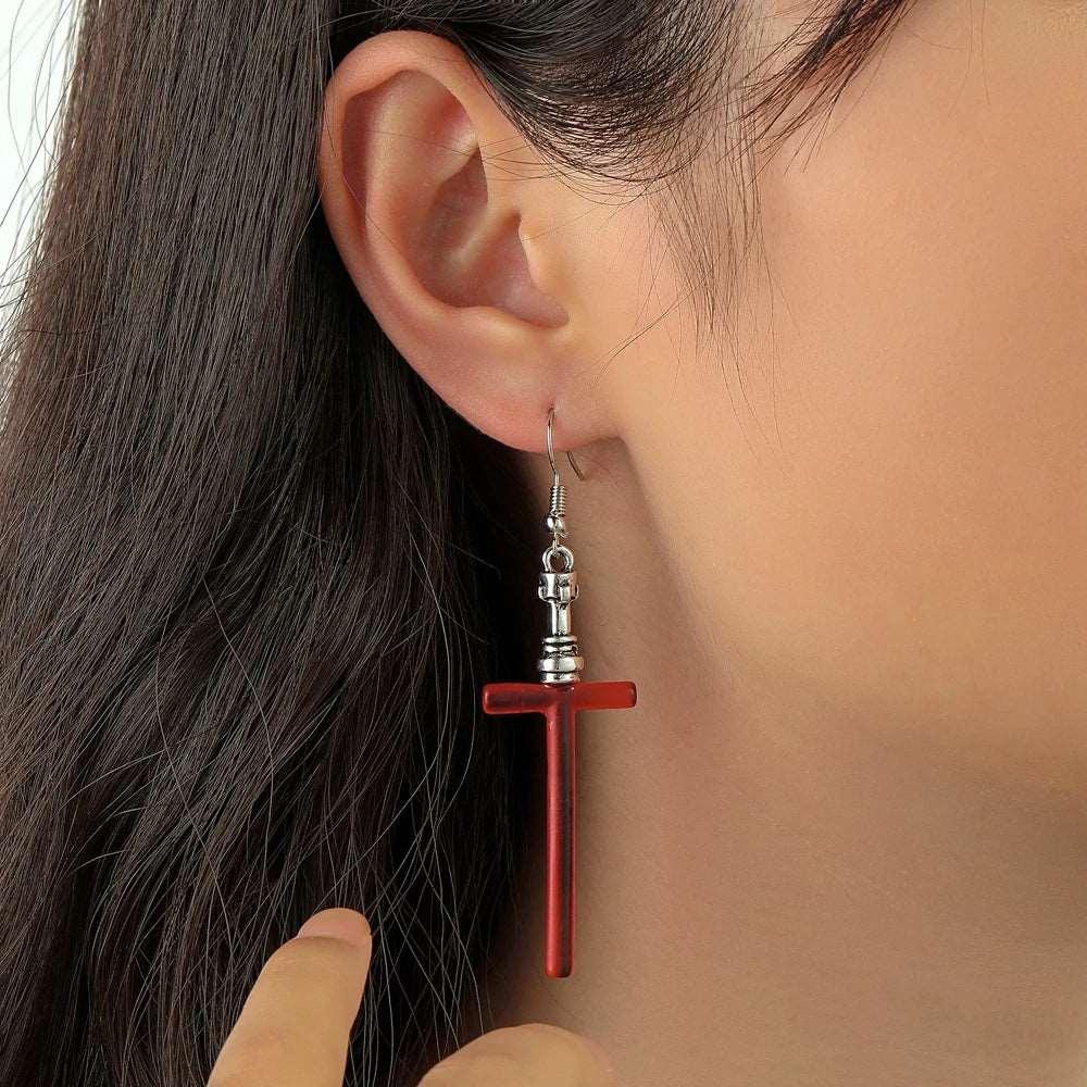 Disney's Star Wars Red Sith Lightsaber Women's Drop Dangle Earrings - Lovez Aqua© - 