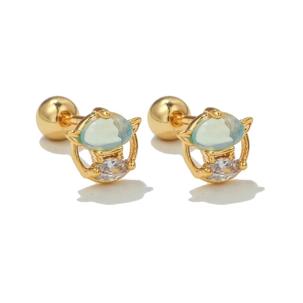 Disney's Star Wars The Mandalorian 18K Gold-Plated Stud Earrings With Zircons - Lovez Aqua© - 