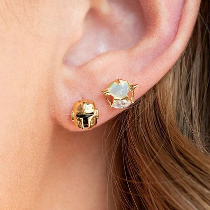 Disney's Star Wars The Mandalorian 18K Gold-Plated Stud Earrings With Zircons - Lovez Aqua© - 