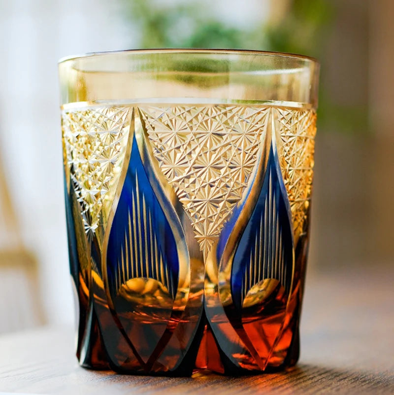 Edo Kiriko Hand-Crafted Luxury Crystal Tumbler with Flame Pattern (250ml) - Lovez Aqua© - 