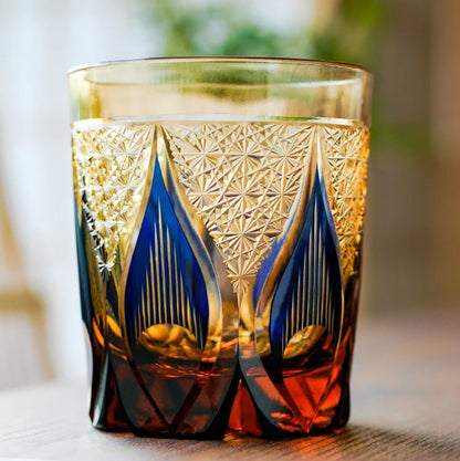 Edo Kiriko Hand-Crafted Luxury Crystal Tumbler with Flame Pattern (250ml) - Lovez Aqua© - 