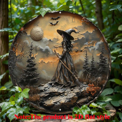 Enchanted Forest Witch Circular Metal Wall Art Decor - Lovez Aqua© - 