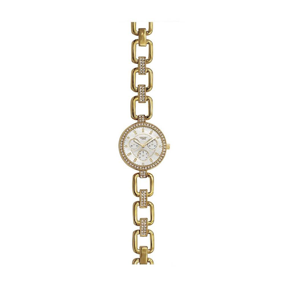 Gold-Tone Women’s Chain-Link Watch with Crystal Embellishments & Roman Numerals - Lovez Aqua© - 