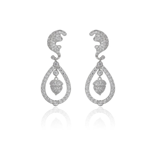 Cubic Zircon Princess of Wales Kate Middleton Oak Leaf & Acorn Wedding Earrings