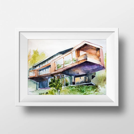 Twilight Saga Cullen Family Residence & Bella Swan's House Watercolor Art Print