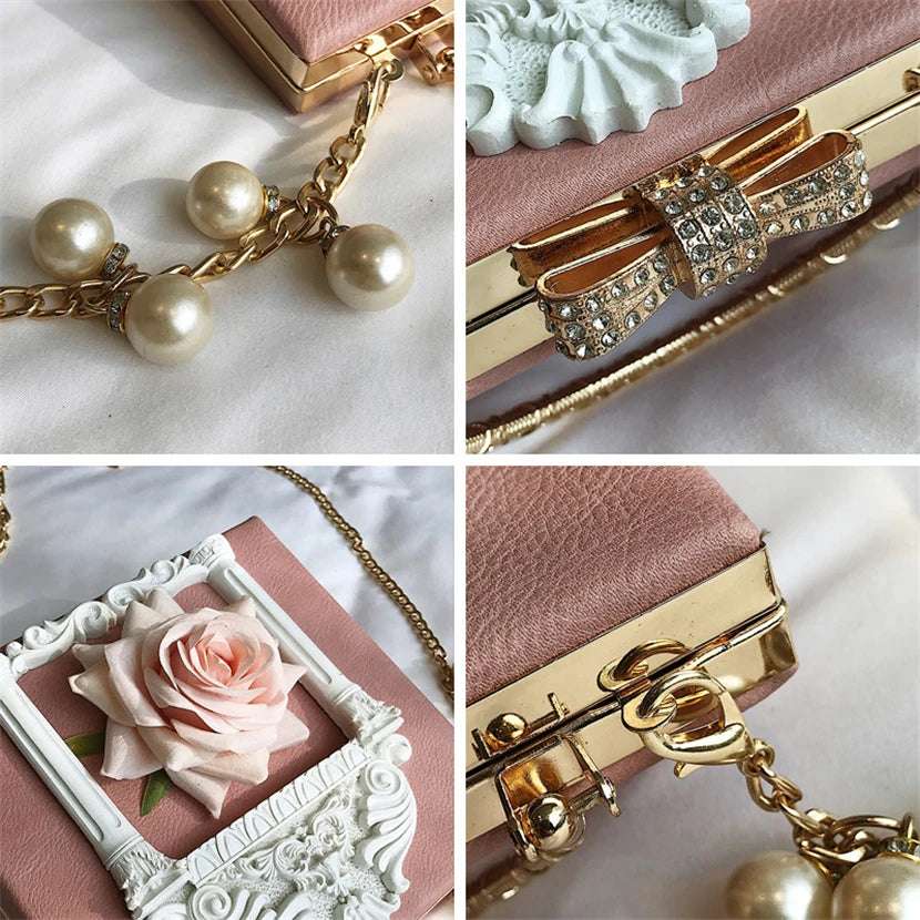 Luxury Classical Vintage Style Gilded Frame & Rose Faux Leather Women's Handbag - 80d3e6-0e.myshopify.com - -  