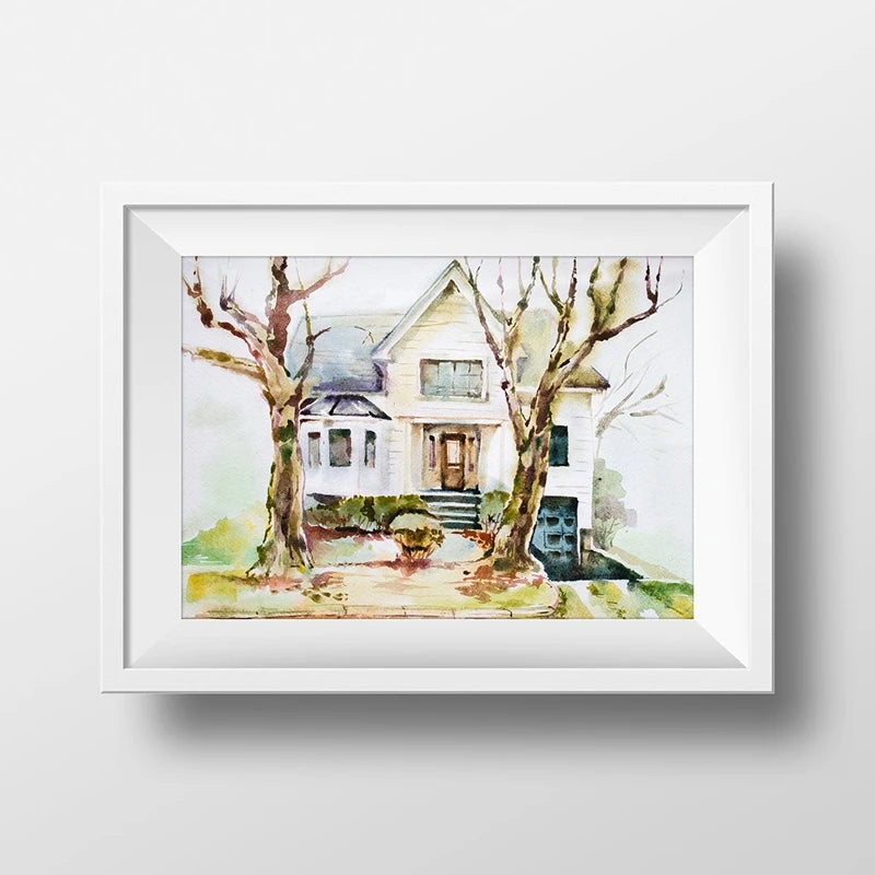 Twilight Saga Cullen Family Residence & Bella Swan's House Watercolor Art Print - 80d3e6-0e.myshopify.com - -  