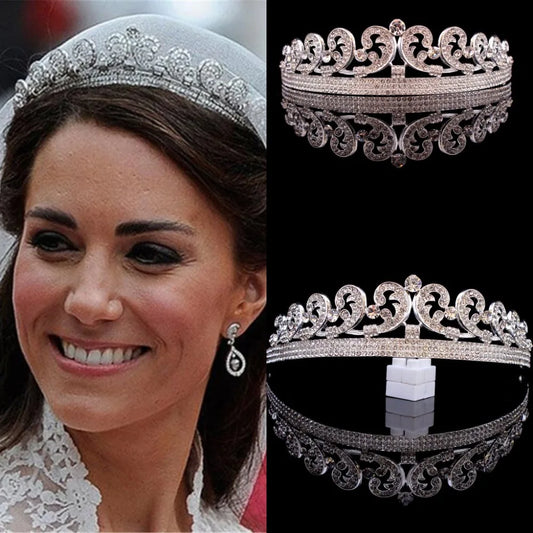 Baroque Princess of Wales Kate Middleton Bridal Wedding Rhinestone Tiara