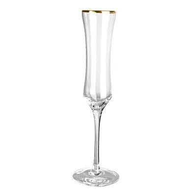 Handblown Modern Gold Trim Champagne Flute Glasses (170-330ml) - Lovez Aqua© - 