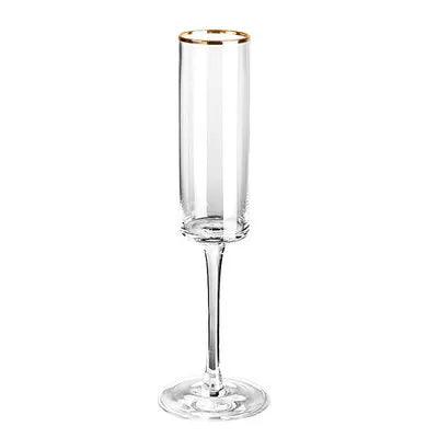 Handblown Modern Gold Trim Champagne Flute Glasses (170-330ml) - Lovez Aqua© - 