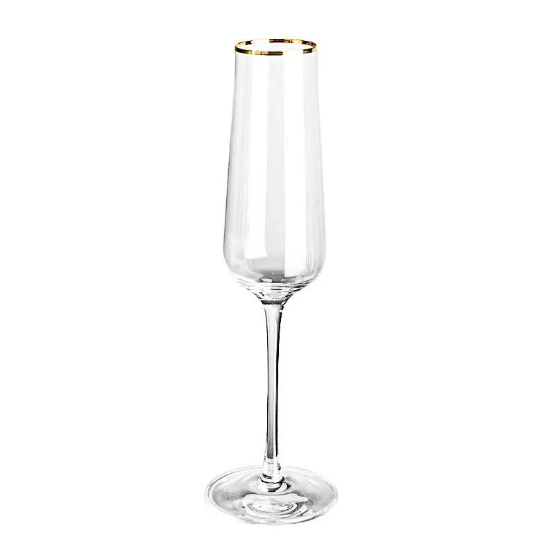 Handblown Modern Gold Trim Champagne Flute Glasses (170-330ml) - Lovez Aqua© - 