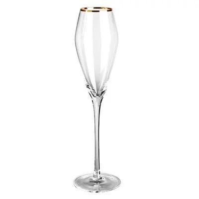 Handblown Modern Gold Trim Champagne Flute Glasses (170-330ml) - Lovez Aqua© - 