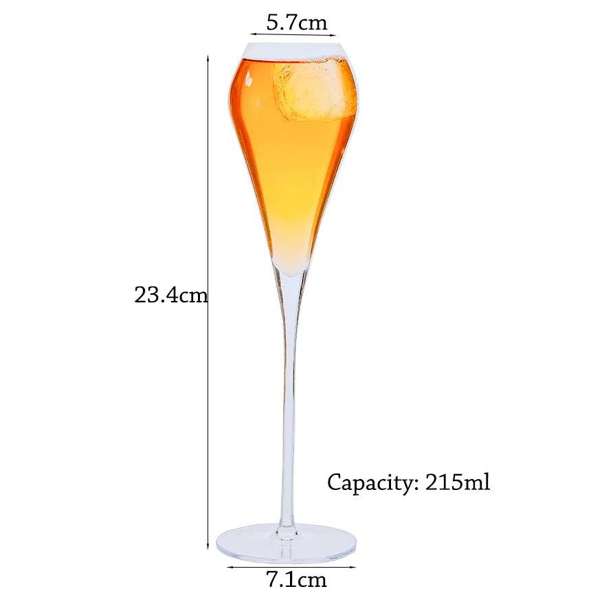 Handblown Modern Gold Trim Champagne Flute Glasses (170-330ml) - Lovez Aqua© - 