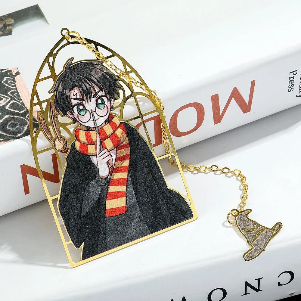 Harry Potter Anime Figures Gold Framed Bookmarks with Tassel Charms - Lovez Aqua© - 