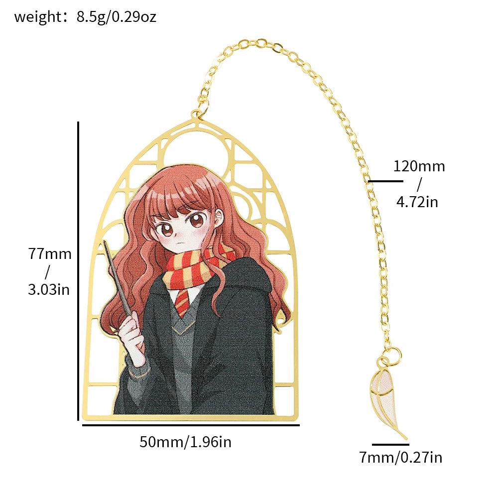 Harry Potter Anime Figures Gold Framed Bookmarks with Tassel Charms - Lovez Aqua© - 