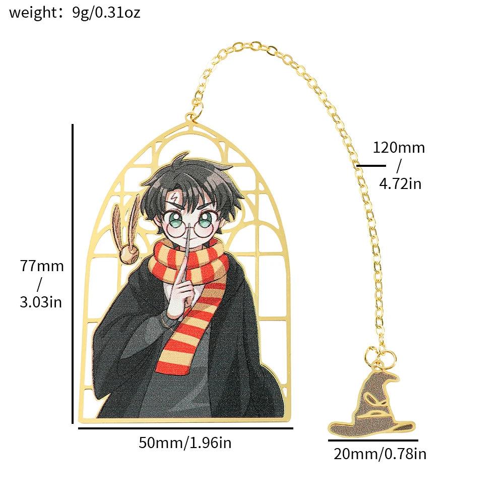 Harry Potter Anime Figures Gold Framed Bookmarks with Tassel Charms - Lovez Aqua© - 