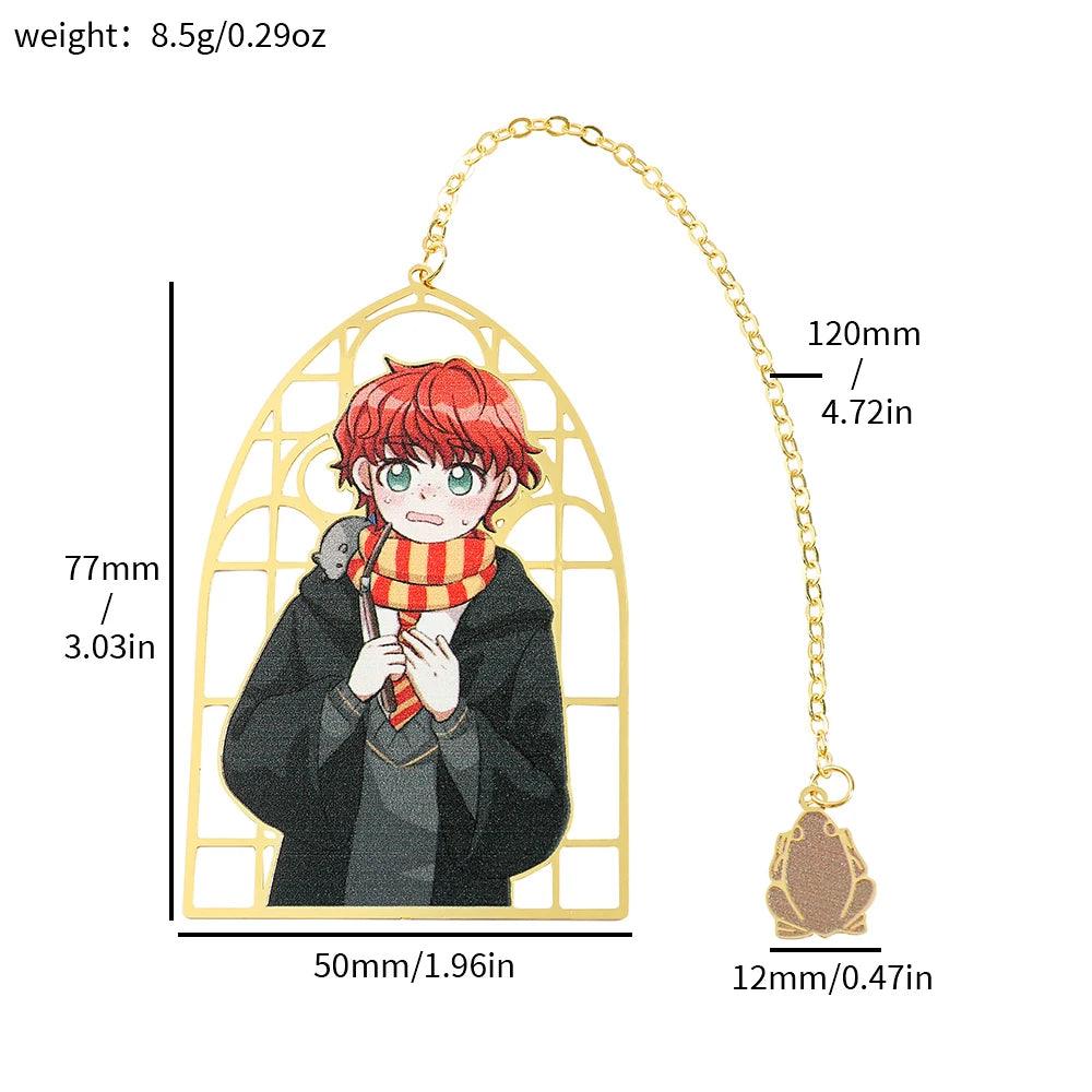 Harry Potter Anime Figures Gold Framed Bookmarks with Tassel Charms - Lovez Aqua© - 