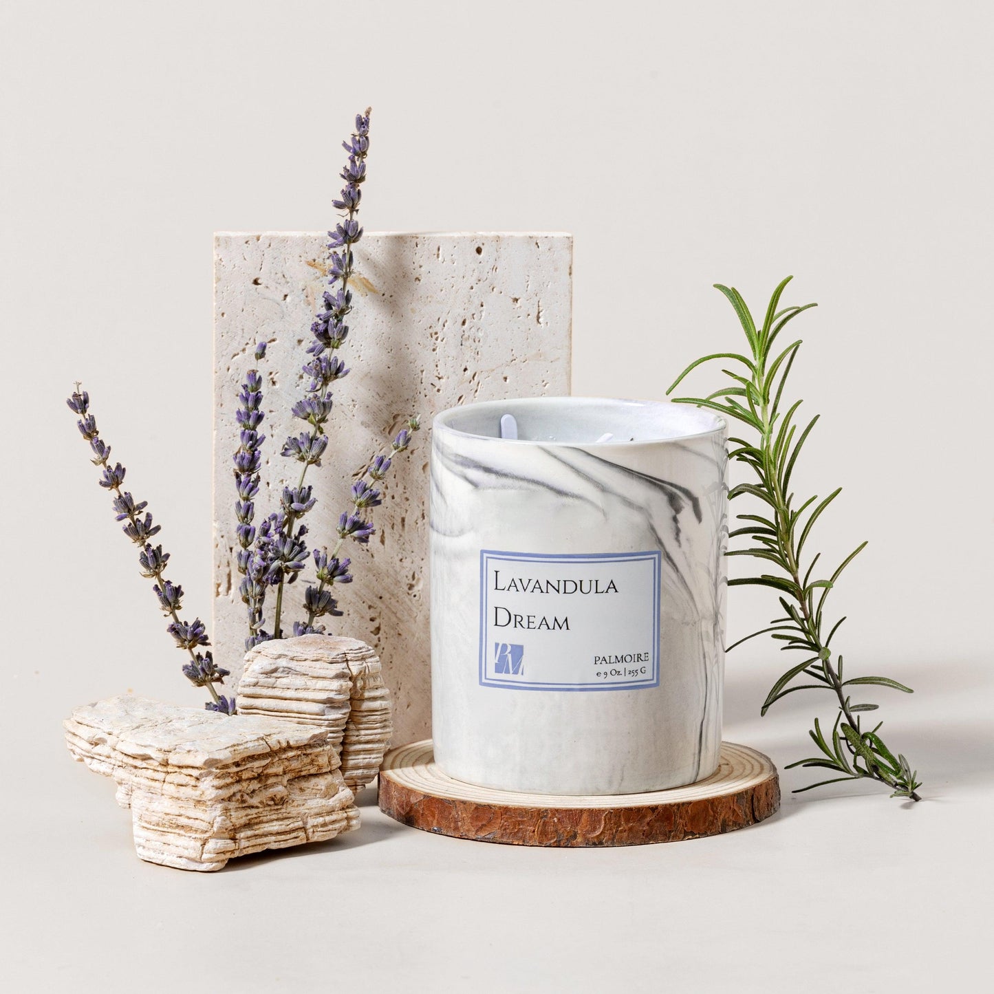 Lavandula Dream Soy Wax Candle With Decorative Jar - Lavender & Cinnamon Leaf - Lovez Aqua© - 