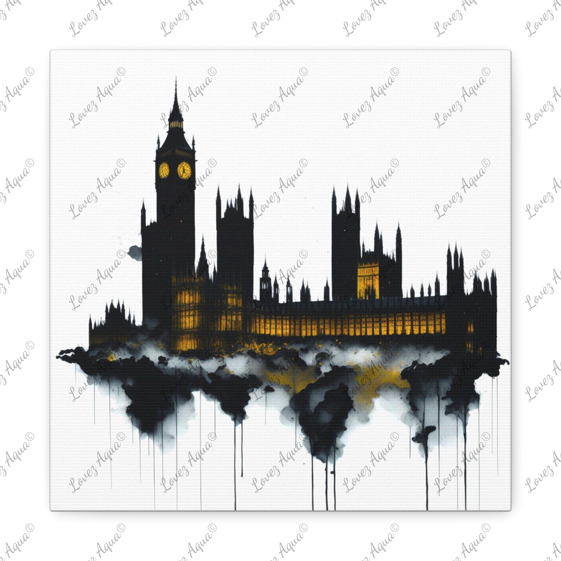 London Ben Big & Houses of Parliament Watercolor Painting Art Print - Lovez Aqua© - Lovez Aqua© - Art & Wall Decor, Canvas, Fall Picks, Hanging Hardware, Home & Living, Indoor, Top Spring Products, Valentine's Day promotion