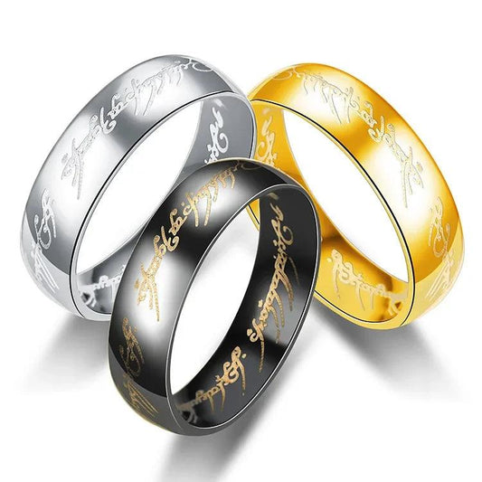 Lord of the Rings Engraved Stainless Steel The One Ring - Lovez Aqua© - rings