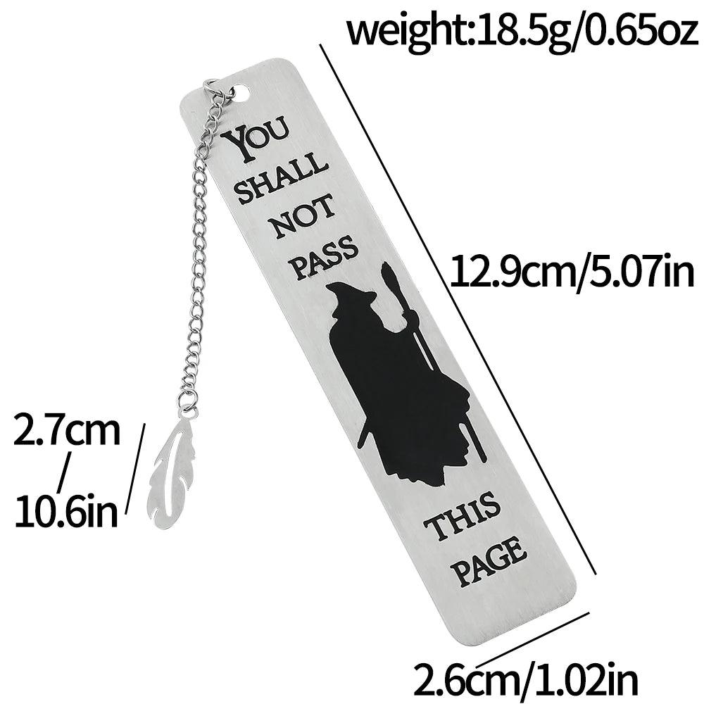 Lord of the Rings Gandalf "You Shall Not Pass" Stainless Steel Bookmark - Lovez Aqua© - Gandalf the gray, grey