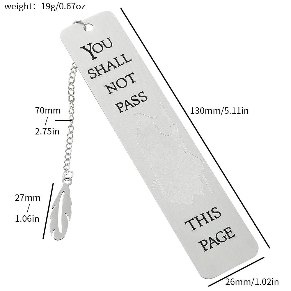 Lord of the Rings Gandalf "You Shall Not Pass" Stainless Steel Bookmark - Lovez Aqua© - Gandalf the gray, grey