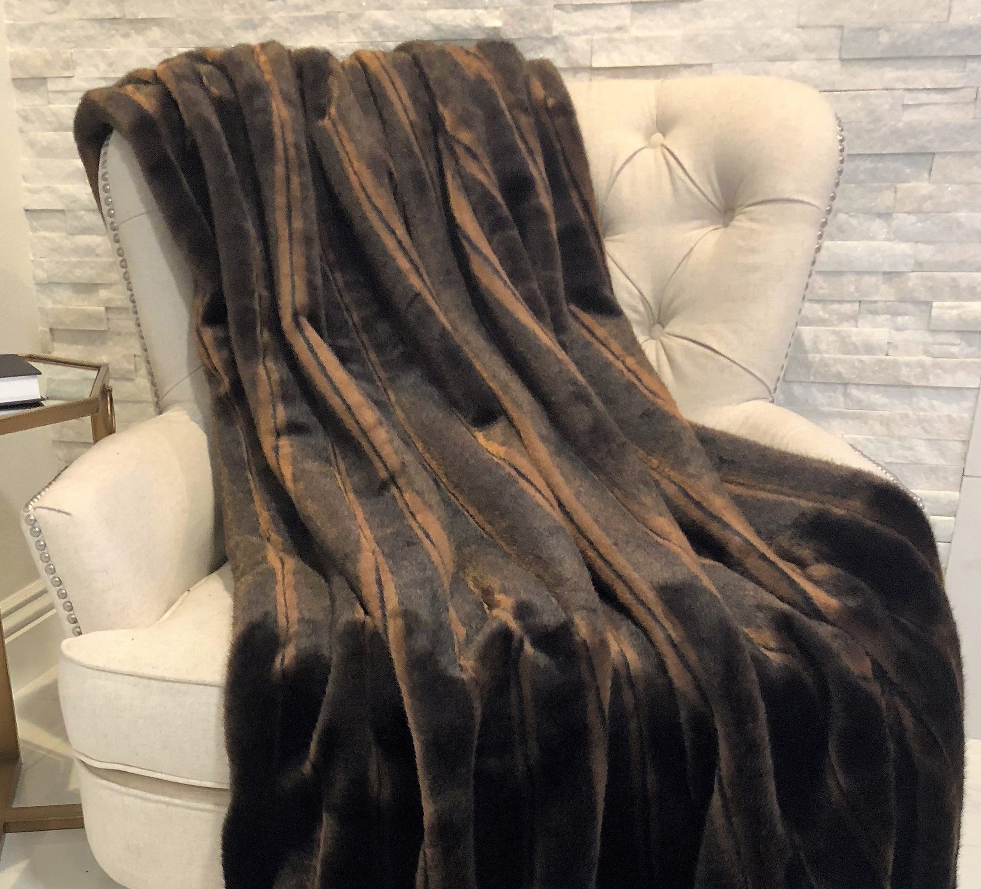 Luxurious Chocolate Brown Faux Mink Fur Throw Blanket - Lovez Aqua© - Fall Picks, Home & Living, Indoor