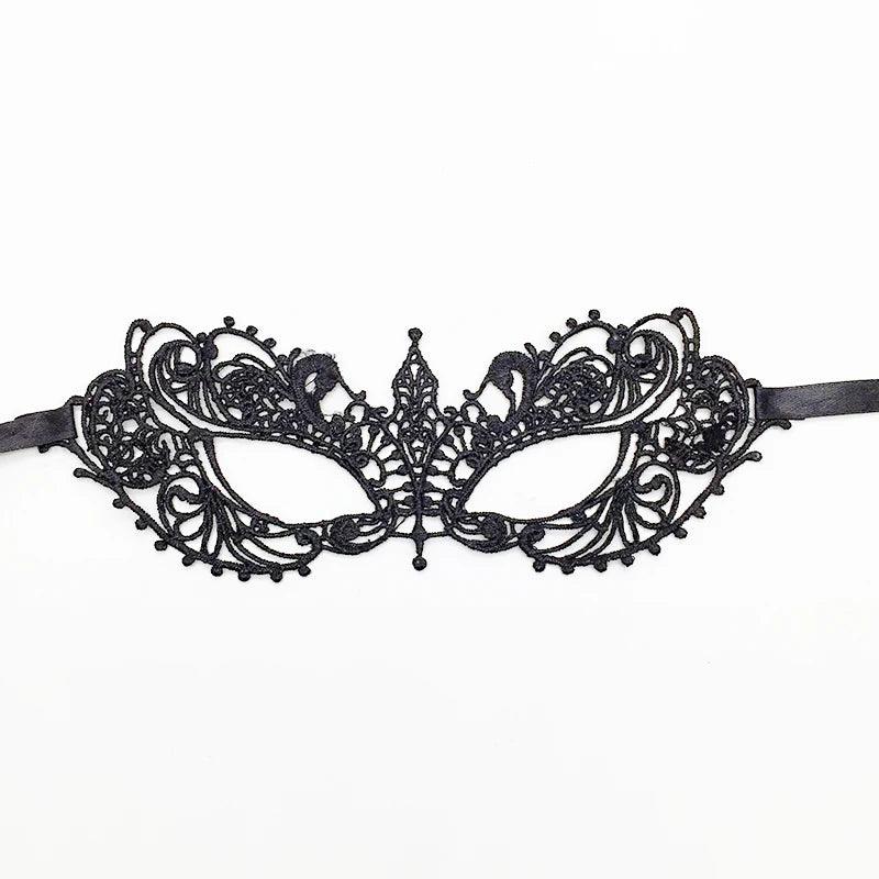 Luxury Women's Black Intricate Lace Venetian Masquerade Ball Mask - Lovez Aqua© - 