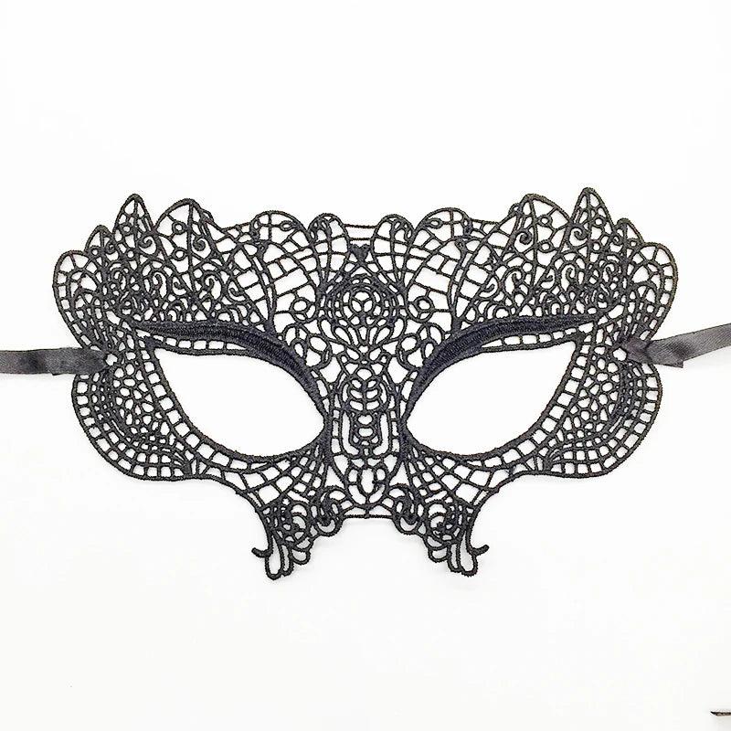 Luxury Women's Black Intricate Lace Venetian Masquerade Ball Mask - Lovez Aqua© - 