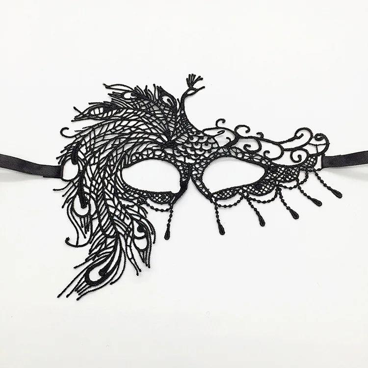 Luxury Women's Black Intricate Lace Venetian Masquerade Ball Mask - Lovez Aqua© - 