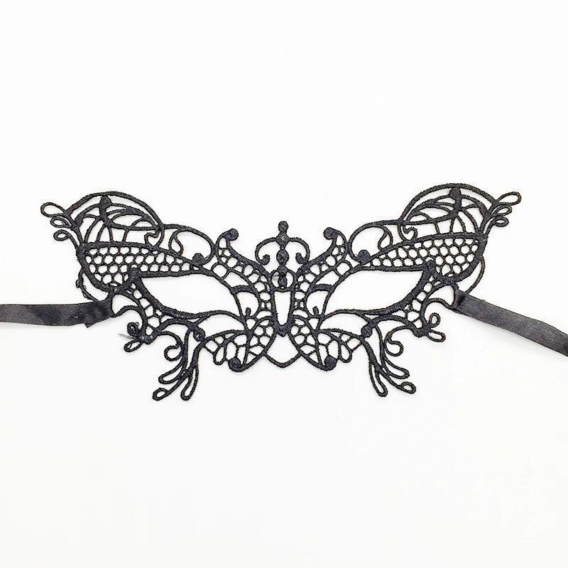 Luxury Women's Black Intricate Lace Venetian Masquerade Ball Mask - Lovez Aqua© - 