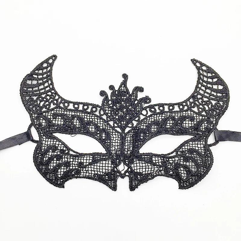 Luxury Women's Black Intricate Lace Venetian Masquerade Ball Mask - Lovez Aqua© - 