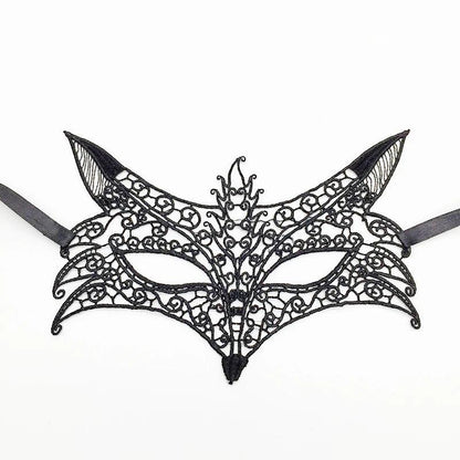 Luxury Women's Black Intricate Lace Venetian Masquerade Ball Mask - Lovez Aqua© - 