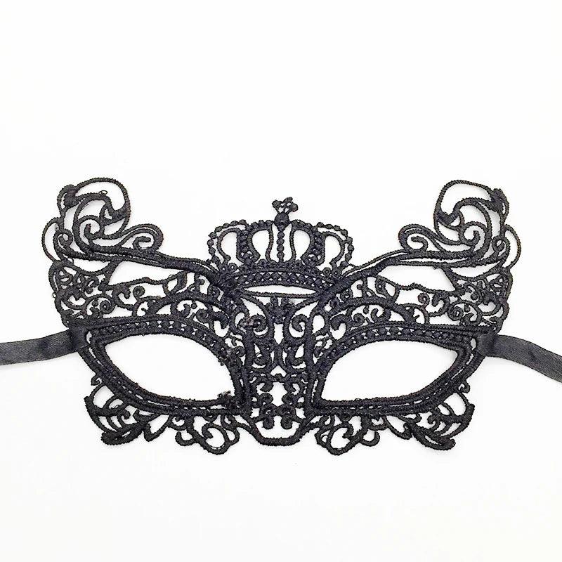 Luxury Women's Black Intricate Lace Venetian Masquerade Ball Mask - Lovez Aqua© - 