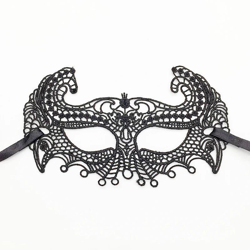 Luxury Women's Black Intricate Lace Venetian Masquerade Ball Mask - Lovez Aqua© - 