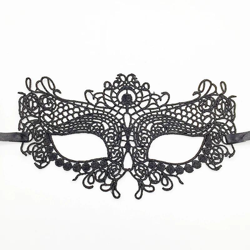 Luxury Women's Black Intricate Lace Venetian Masquerade Ball Mask - Lovez Aqua© - 