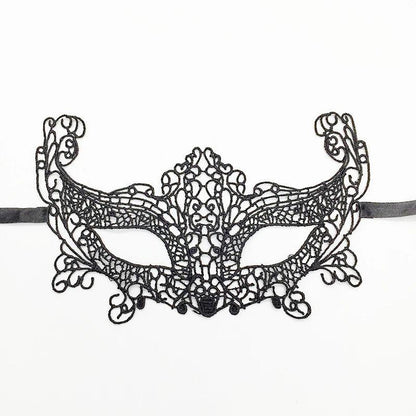 Luxury Women's Black Intricate Lace Venetian Masquerade Ball Mask - Lovez Aqua© - 