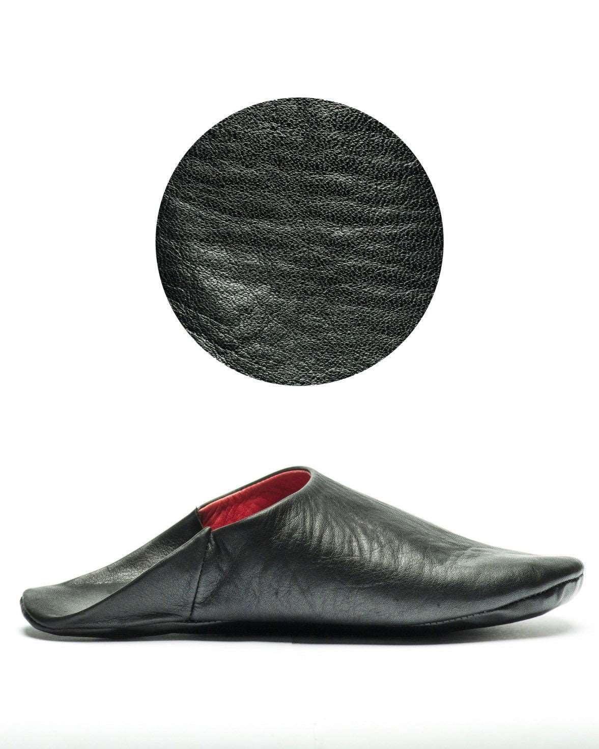 Men's Bohemian Chic Black Cherry Leather Slippers - Lovez Aqua© - men's casual shoes, men's shoes