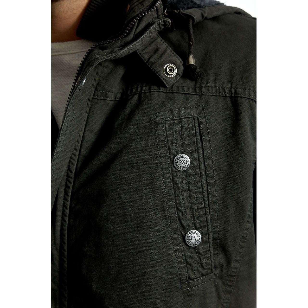 Men's Dark Charcoal Long Cotton Outdoor Rain Jacket - Lovez Aqua© - jackets, jackets & coats, men's clothing