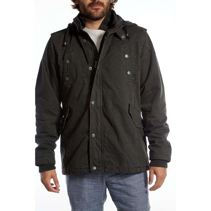 Men's Dark Charcoal Long Cotton Outdoor Rain Jacket - Lovez Aqua© - jackets, jackets & coats, men's clothing