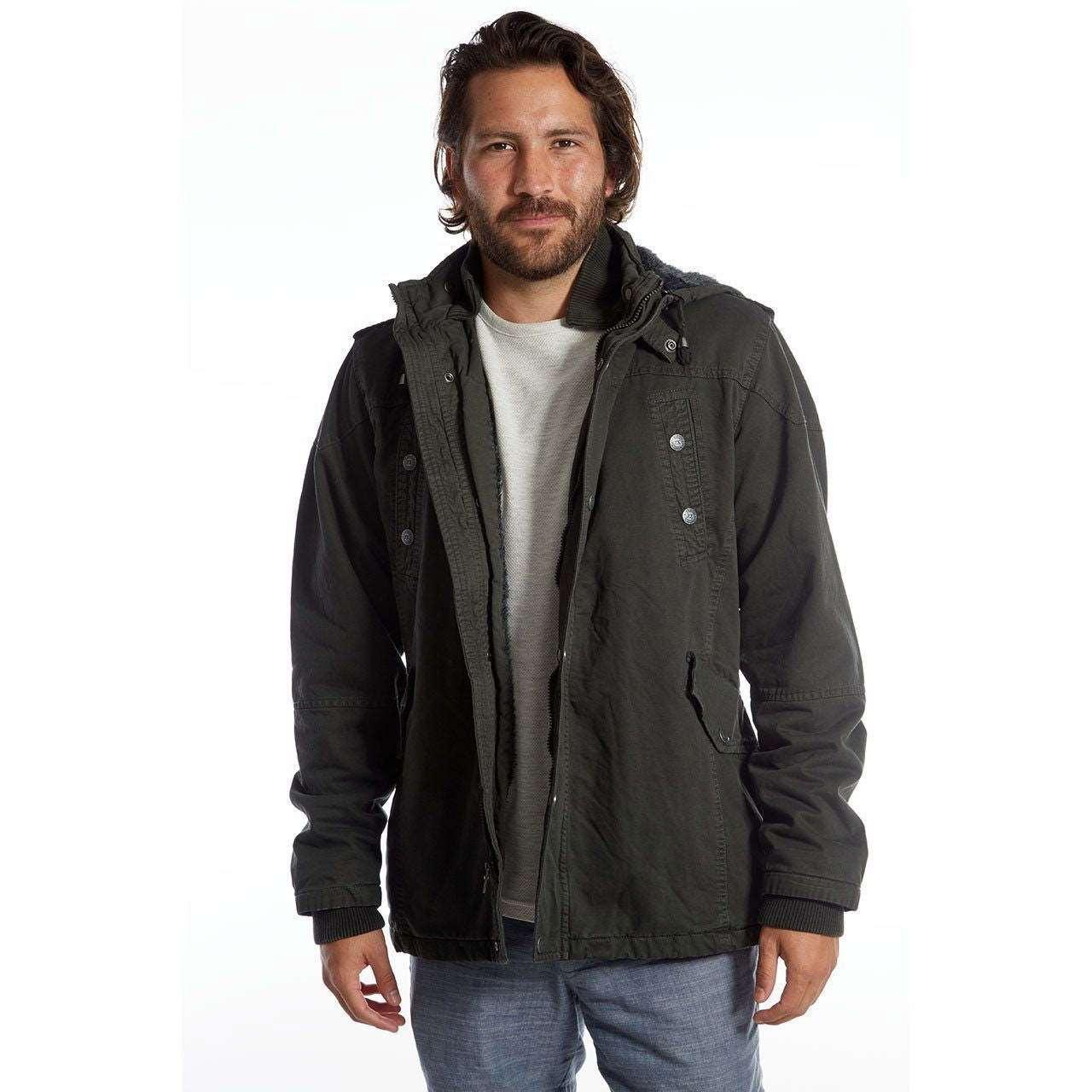 Men's Dark Charcoal Long Cotton Outdoor Rain Jacket - Lovez Aqua© - jackets, jackets & coats, men's clothing