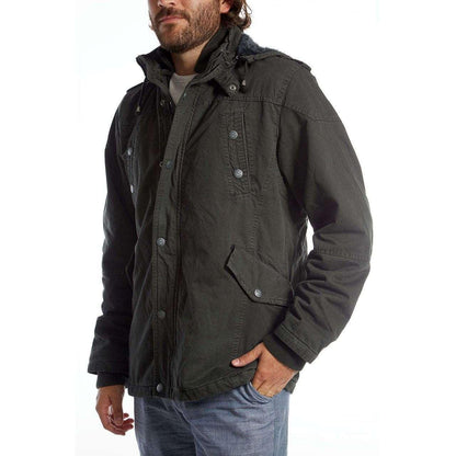 Men's Dark Charcoal Long Cotton Outdoor Rain Jacket - Lovez Aqua© - jackets, jackets & coats, men's clothing