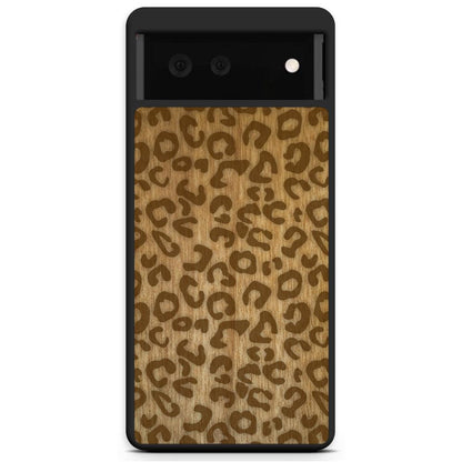 Natural Tanginika Wood Engraved Cheetah Print Protective Phone Case - Lovez Aqua© - 