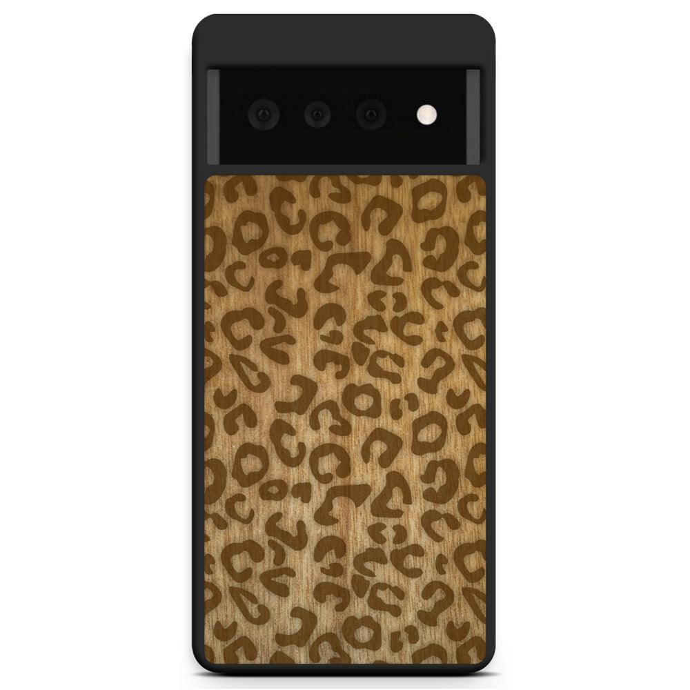 Natural Tanginika Wood Engraved Cheetah Print Protective Phone Case - Lovez Aqua© - 