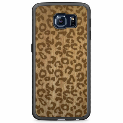 Natural Tanginika Wood Engraved Cheetah Print Protective Phone Case - Lovez Aqua© - 