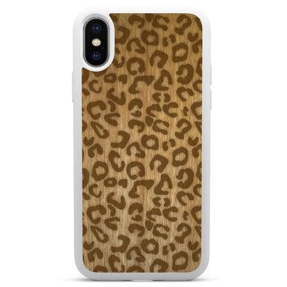 Natural Tanginika Wood Engraved Cheetah Print Protective Phone Case - Lovez Aqua© - 